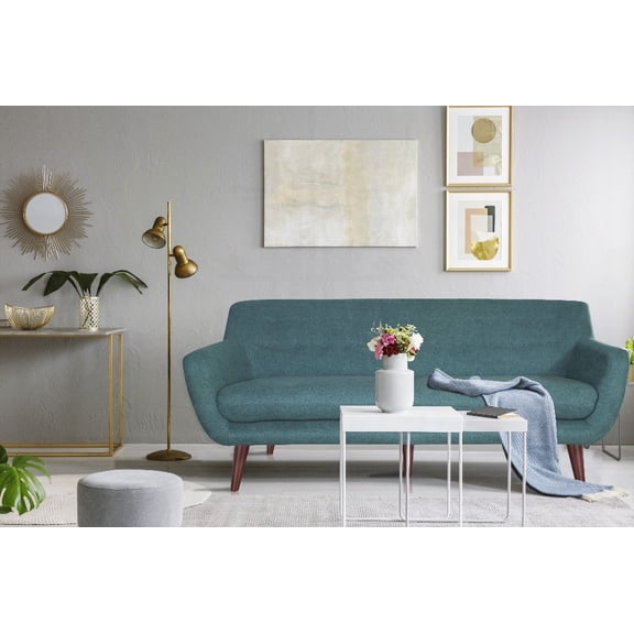 Modern Teal Sofa with Soft Fabric and 220cm Length for Living Room