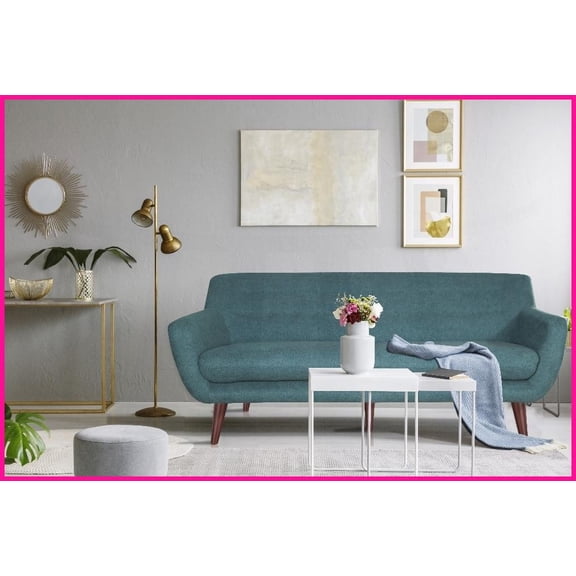 Modern Teal Tech Fabric 3-Seat Sofa Water-Resistant for Living Room