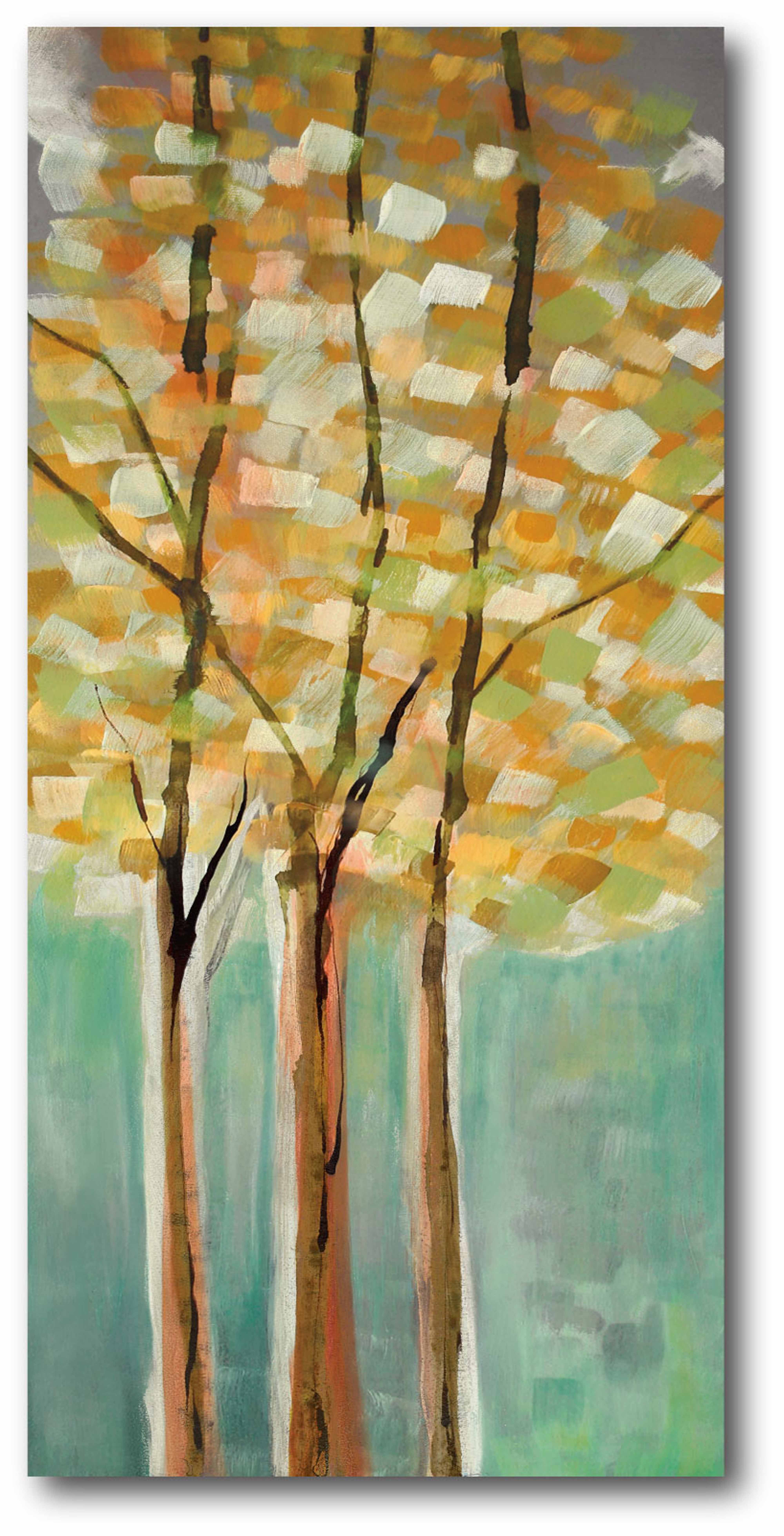 Modern Teal Trees I Gallery-Wrapped Canvas Wall Art, 12x24