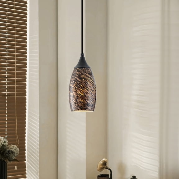 Modern Teardrop Glass Pendant Light | Adjustable 4.72" Ceiling Lighting with Glass Shade for Hallway, Patio, Dining Room