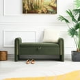 thumbnail image 1 of Modern Teddy Bed End Bench with Arms & Storage, Olive Green, Upholstered Large Foot Rest Stool, Comfy Window Vanity Bench for Living Room, Bedroom, Dorm, Coffee Table, 1 of 8