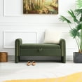 thumbnail image 1 of Modern Teddy Bed End Bench with Arms and Storage,Upholstered Large Foot Rest Stool,Comfy Window Vanity Bench for Living Room,Bedroom,Dorm,Coffee Table,Teddy Olive Green,Olive Green Plywood Furniture, 1 of 10