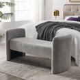 thumbnail image 1 of Modern Teddy Bench for Bedroom End of Bed, Contemporary Design Upholstered Ottoman Bench Seat Couch Window Sitting Fireplace Bench for Bedroom Living Room Foyer Indoor Entryway, Gray, 1 of 7