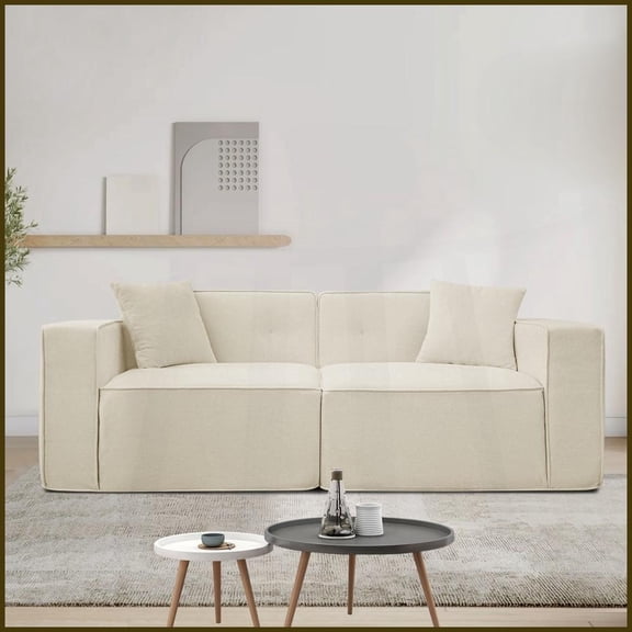 Modern Teddy Velvet 2-3 Seat Sofa - Mid Century Upholstered Couch for Living Room/Bedroom with High-Resilience Foam