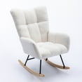 thumbnail image 1 of Modern Teddy Velvet Nursery Rocking Chair with Metal Frame, High Back Leisure Armchair with Wooden Curved Legs, Wingback Glider Rocker Chair for Living Room, Bedroom, Balcony, White, 1 of 9
