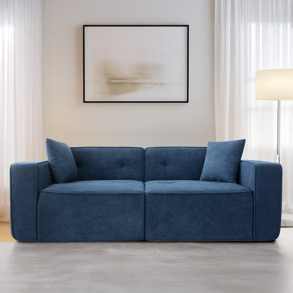 Modern Teddy Velvet Sofa, Full Foam 3-Seat Compression Sofa, Soft Polyester Cotton Cushion, Wide Seating Depth, Space-saving Design