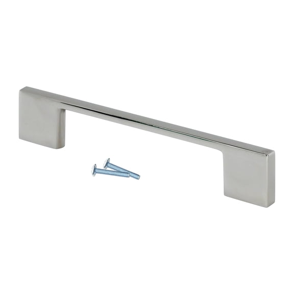 Modern Tele 3-3/4" (96mm) Inch Center to Center, Overall Length 5-11/32" Polished Nickel, Cabinet Hardware Pull / Handle