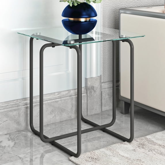 Modern Tempered Glass Coffee Table End Table Side Table for Living Room,bedroom, Transparent