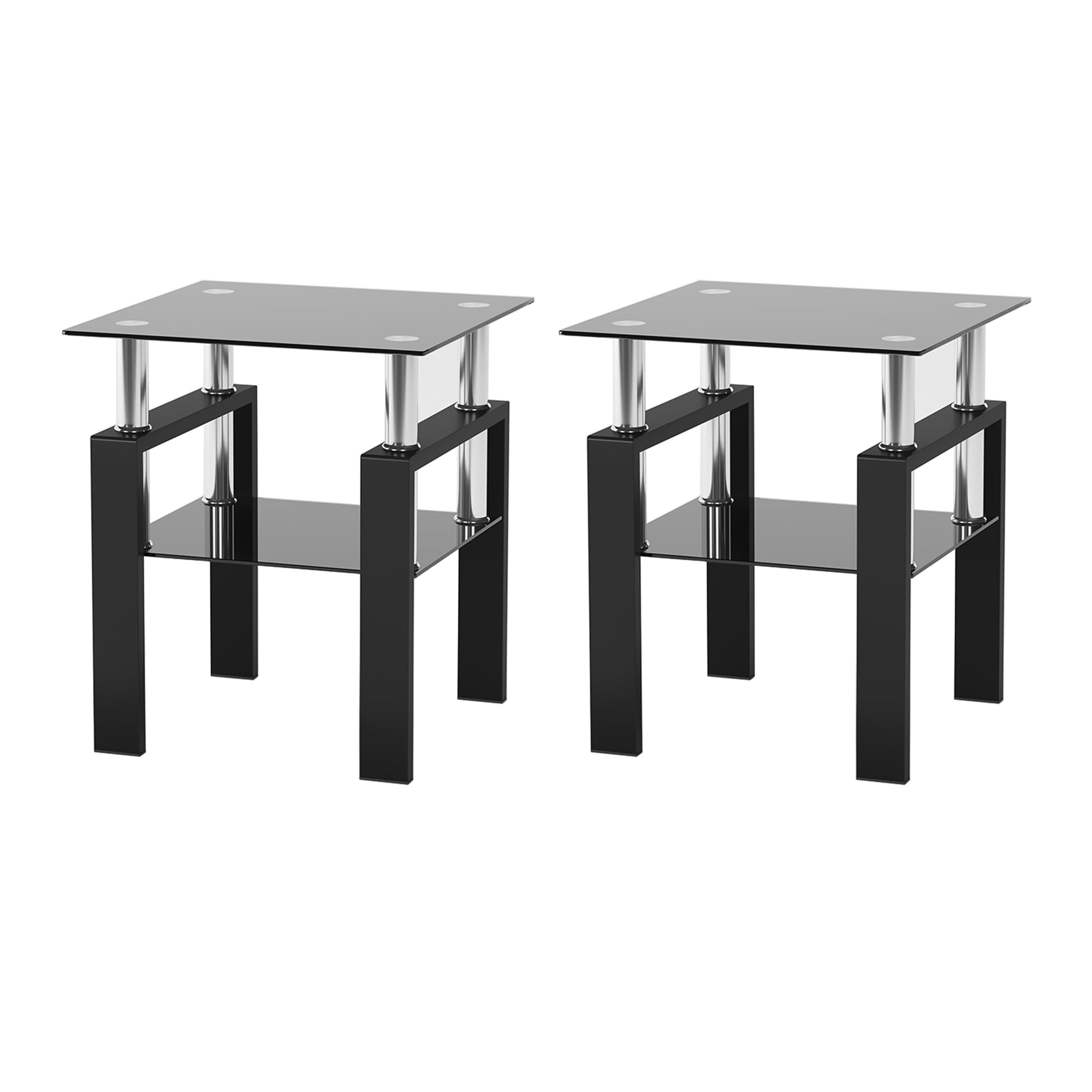 Modern Tempered Glass Coffee Table Set - 3 Piece Living Room Table Set - Sleek Design, High Capacity