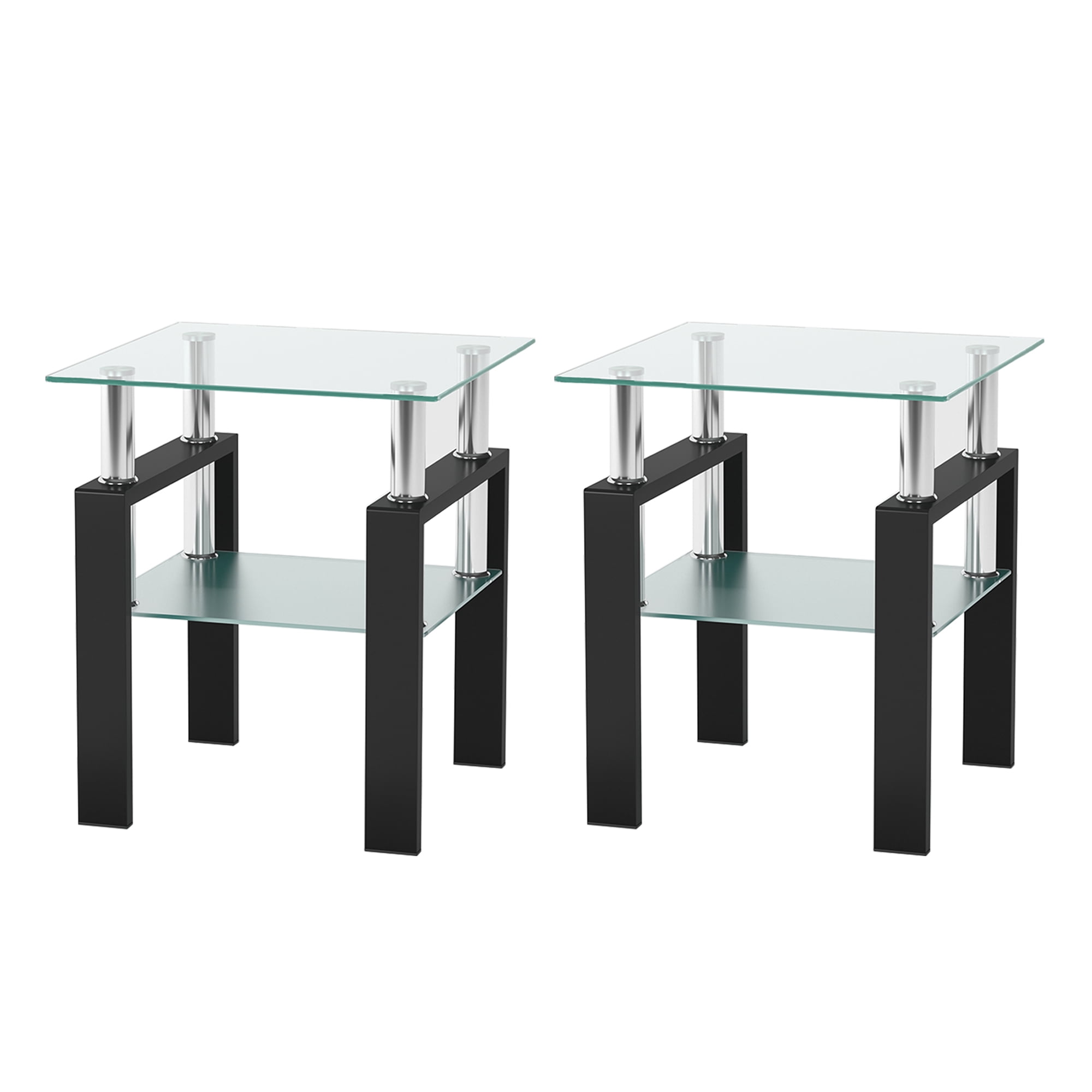 Modern Tempered Glass Coffee Table Set 3 Piece Living Room Table Set