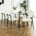 thumbnail image 1 of Modern Tempered Glass Table With 6 Chairs, Black Metal Frame, For Living & Dining Rooms, Transparent Legs, Room Area, Elegant, 1 of 7