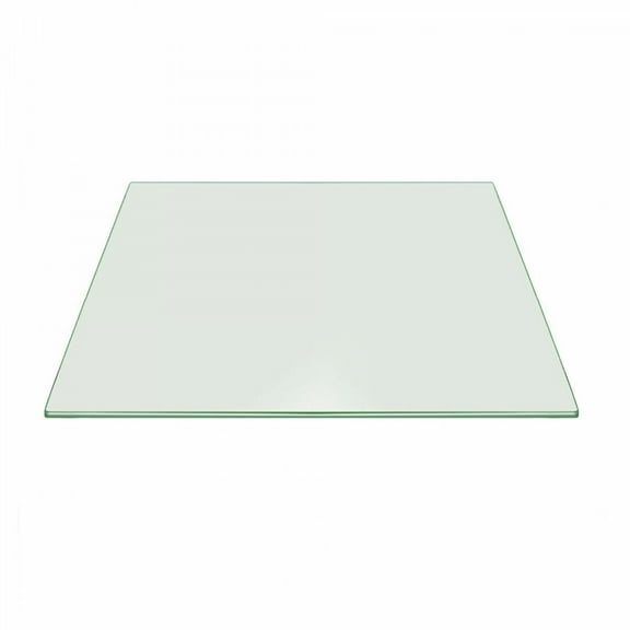 Modern Tempered Square Clear Glass Table Top w/ Pencil Polish Edge