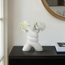 Modern Terracotta Vase - Unique Twisted Design - White Pottery Decorative Piece - Contemporary Home, Office, Bedroom & Living Room Decor - Handmade Centerpiece for Floral Arrangements - 14" White