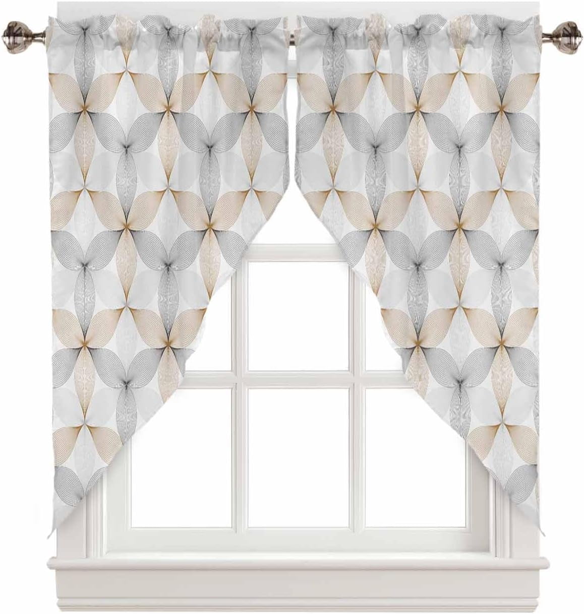 Modern Texture Swag Valances For Windows Rod Pocket Kitchen Window