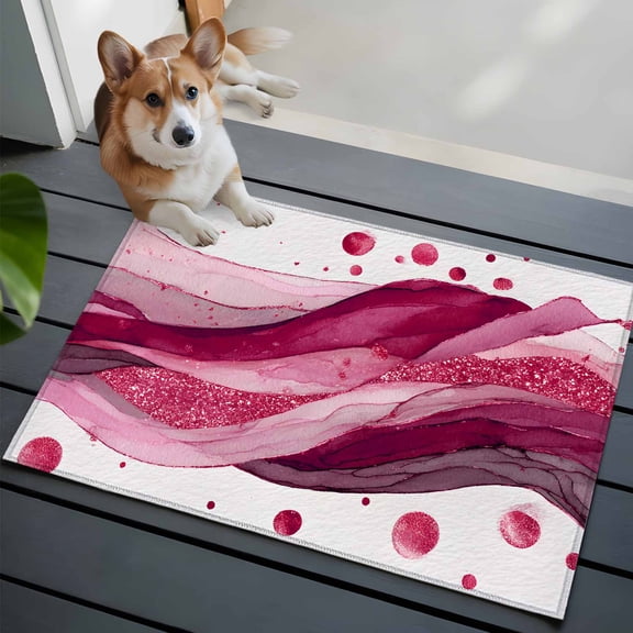 Modern Themed 2x3 Area Rugs for Living Room, Minimalism Wave Abstract Artistic Irregular Line Non Slip Floor Mat Washable Low-Profile Indoor Carpet for Bedroom, Dining Room, Bathroom