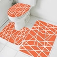 thumbnail image 1 of Modern Themed Bathroom Rugs Set Irregular Orange Shapes White Lines Pattern Non Slip Absorbent Soft Bath Mats 3 Piece Set with Bathroom Rug, U-Shaped Floor Mat, Toilet Seat Cover Large Size, 1 of 9