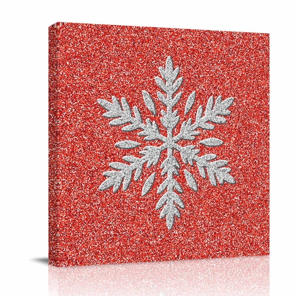 Modern Themed Canvas Wall Art for Living Room, Winter Watercolor Sparkling Snowflake Pattern Poster Print Painting for Bedroom Office Home Decoration Wall Pictures Prepare To Hang 8"x8"