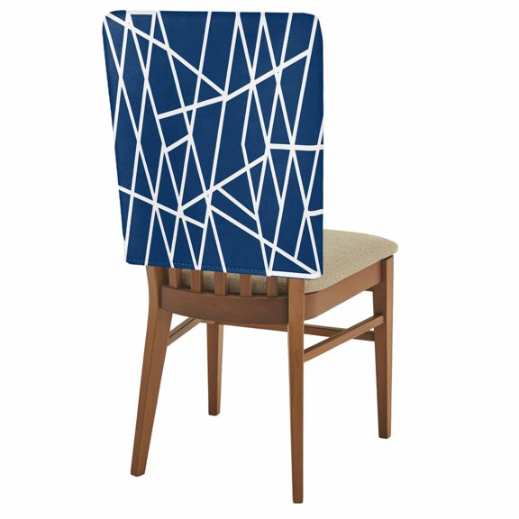 Modern Themed Chair Covers Set of 1 Irregular Blue Shapes White Lines Pattern Chair Back Covers Stretch Removable Washable Slipcovers Protector for Dining Room Kitchen Party Decor