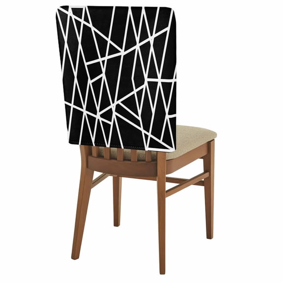 Modern Themed Chair Covers Set of 2 Irregular Black Shapes White Lines Pattern Chair Back Covers Stretch Removable Washable Slipcovers Protector for Dining Room Kitchen Party Decor