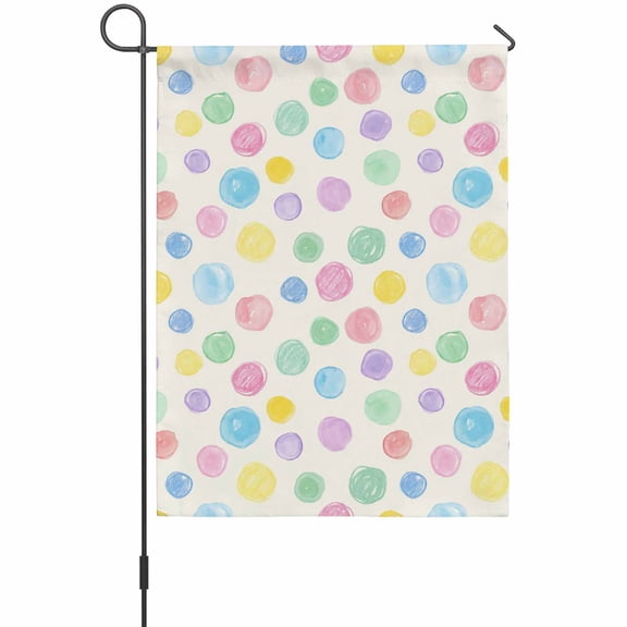 Modern Themed Garden Flag 12 x 18 Inches, Watercolor Polka Dot Colorful Bubble Cartoon Weather Proof Outdoor Patio Flags Double Sided Small Garden Decoration for Yard Outside Home