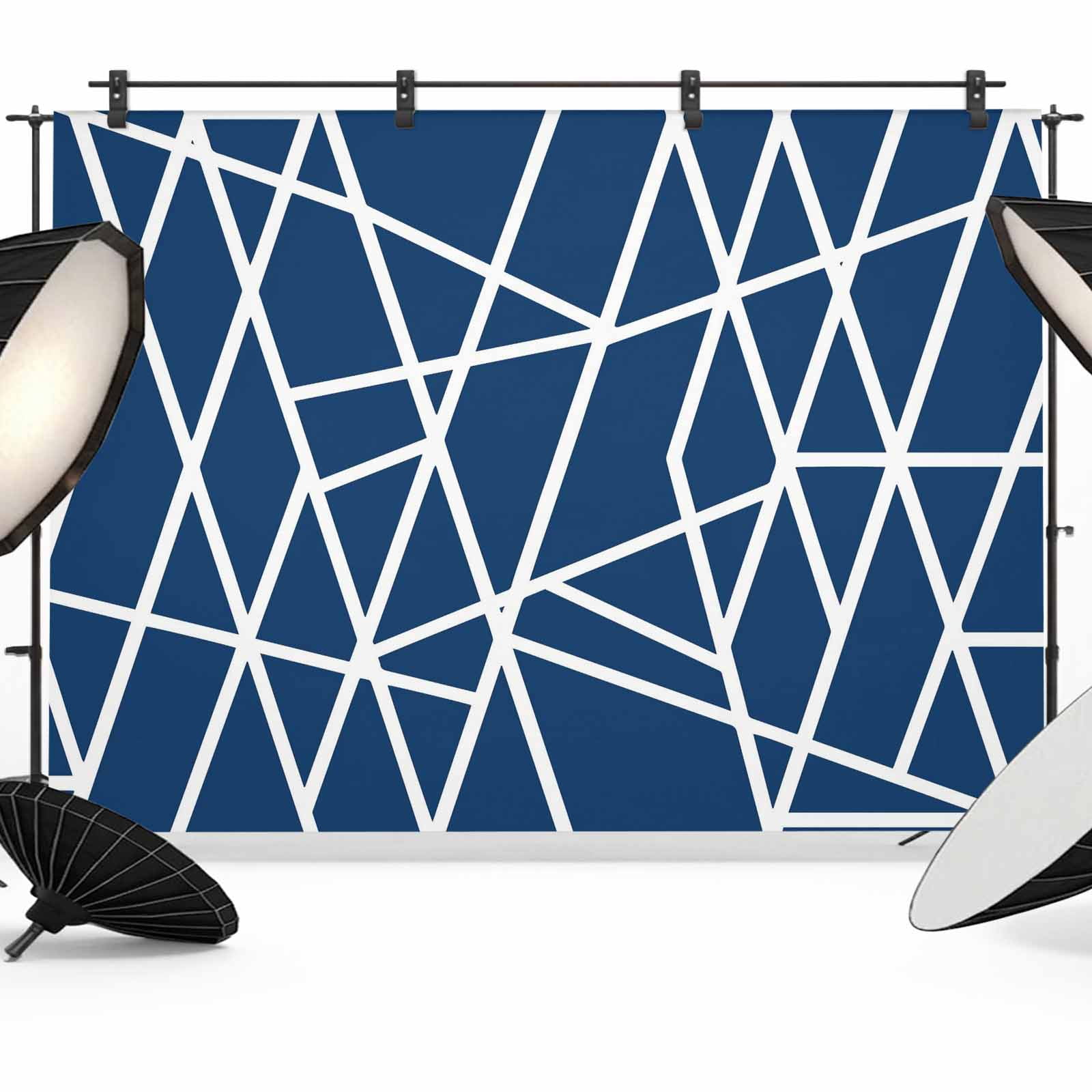 Modern Themed Photography Backdrop 10x8FT, Irregular Blue Shapes White ...