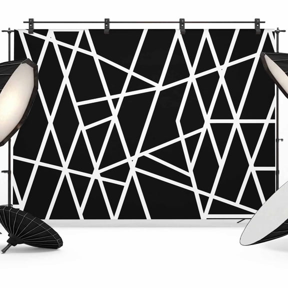 Modern Themed Photography Backdrop 7x5FT, Irregular Black Shapes White Lines Pattern Photo Backdrops, Background for Photography Studio Photo Studio Background, Back Drop for Photoshoot