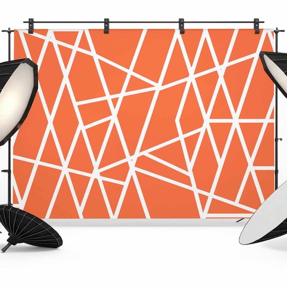 Modern Themed Photography Backdrop 7x5FT, Irregular Orange Shapes White Lines Pattern Photo Backdrops, Background for Photography Studio Photo Studio Background, Back Drop for Photoshoot