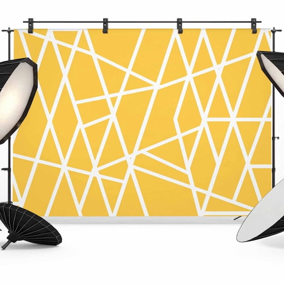 Modern Themed Photography Backdrop 7x5FT, Irregular Yellow Shapes White Lines Pattern Photo Backdrops, Background for Photography Studio Photo Studio Background, Back Drop for Photoshoot