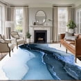 thumbnail image 1 of Modern Themed Washable Living Room Rugs 5'x8', Simple Blue Wave Abstract Artistic Irregular Line Low Pile Throw Large Area Rug Non-Slip Sturdy Edge Binding Carpet for Living Room Kitchen Office, 1 of 9