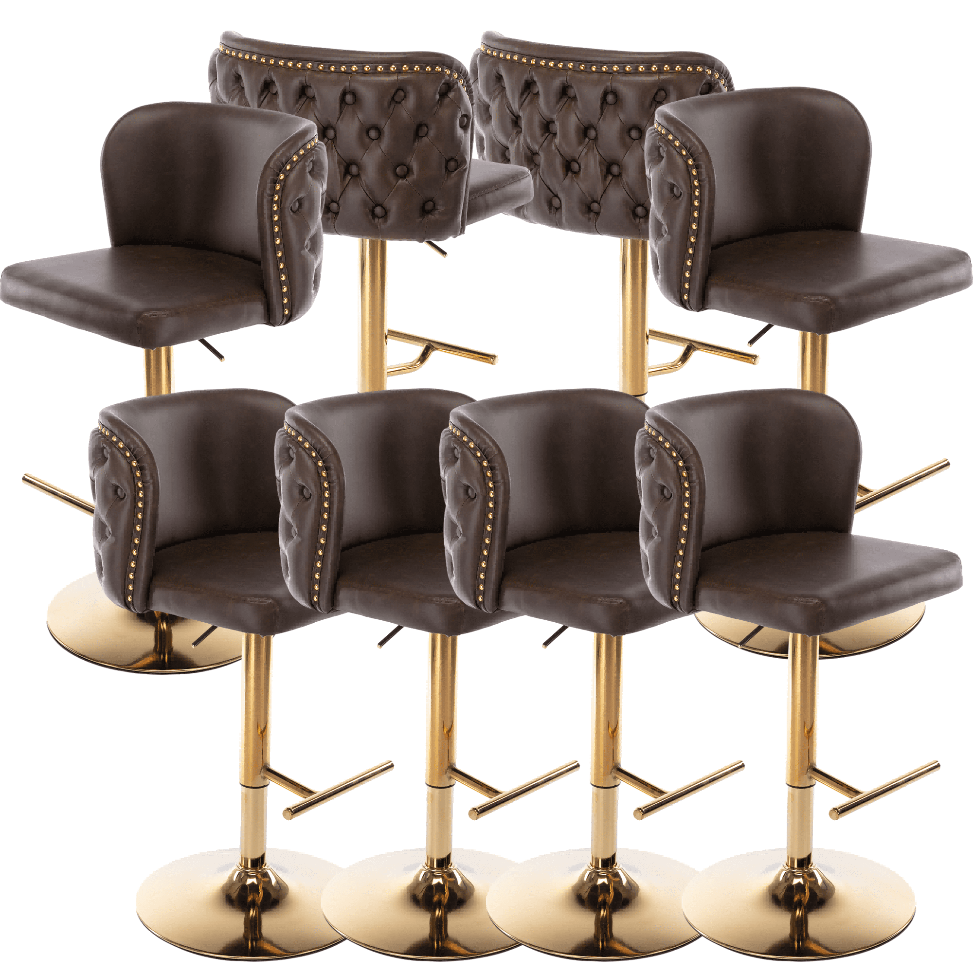 Modern Thick Round Swivel Bar Stool Chair with Golden Base Adjustable ...