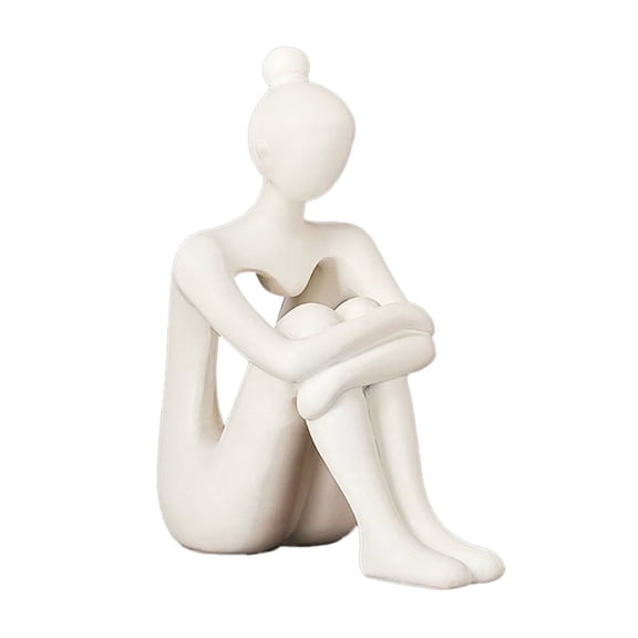 Modern Thinkers Statues for Home Decor Living Room, Beige Thinkers Sculpture Shelf Decor, Minimalist Abstract Statue,A