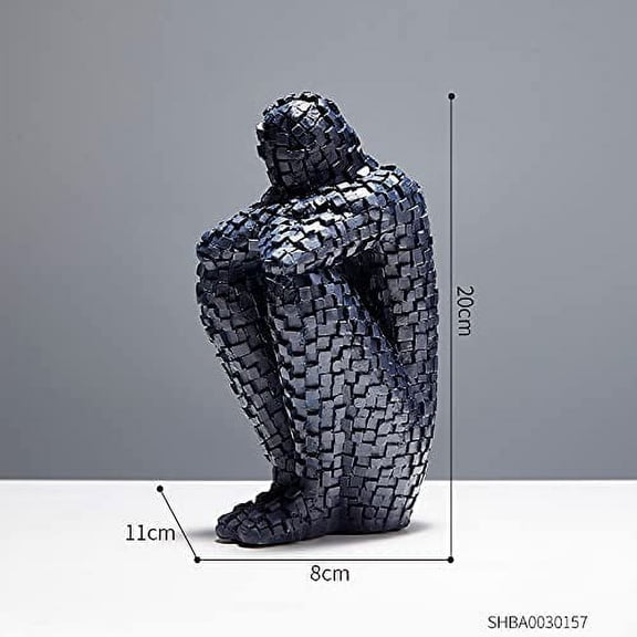 Modern Thinking Human Figurines Resin Abstract Statues Living Room Decoration Office Desk Decor Home Decoration (Black)