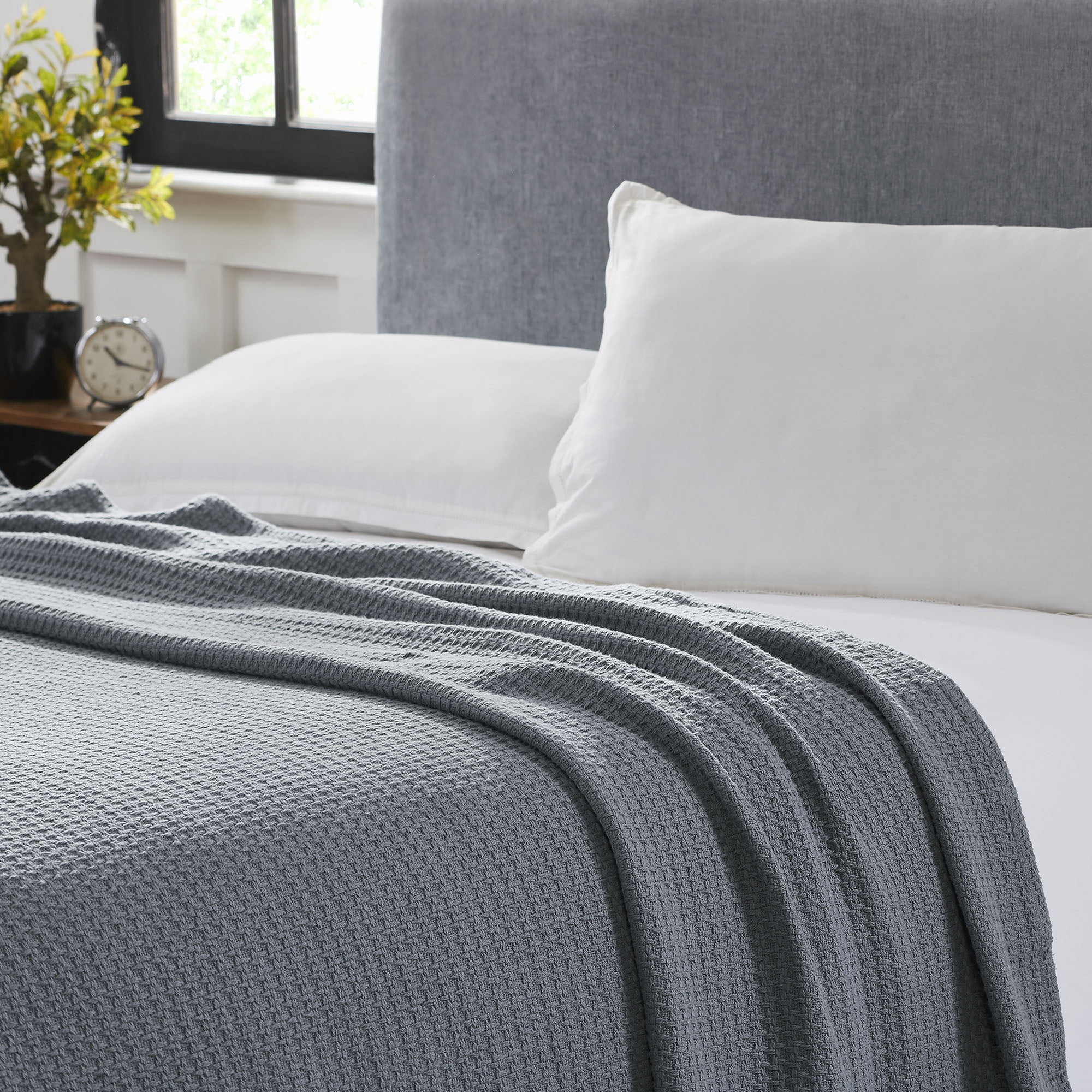 Modern Thread Charcoal Waffle Weave 100 Cotton Adult Thermal Blanket Full Queen