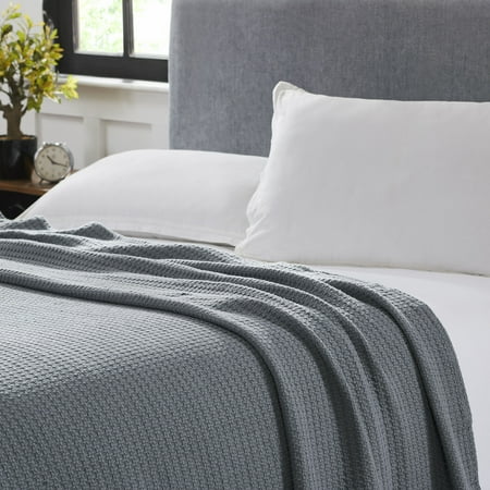 Modern Thread Charcoal Waffle Weave 100% Cotton Adult Thermal Blanket, Twin