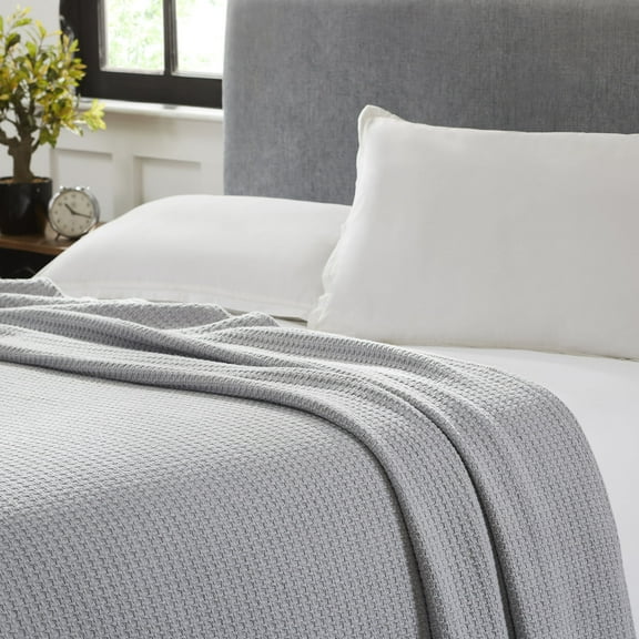 Modern Thread Silver Waffle Weave 100% Cotton Adult Thermal Blanket, Full/Queen