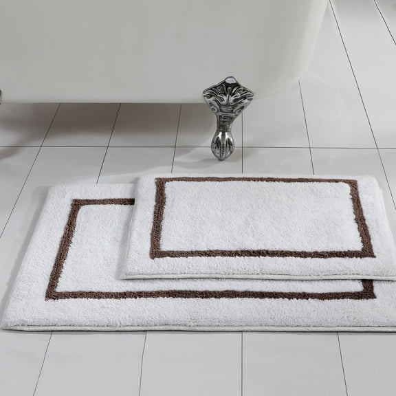 Modern Threads 2 Pack Reversible Bath Mat, Mocha