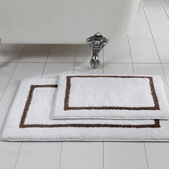 Modern Threads 2 Pack Reversible Bath Mat, Mocha
