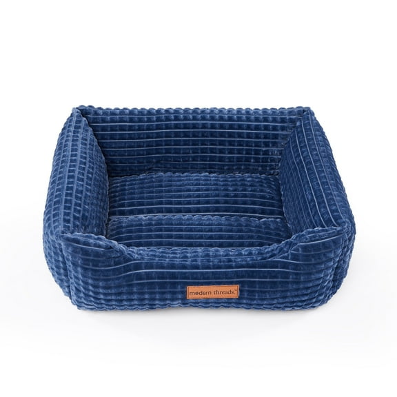 Modern Threads Ultra Soft Elegant Textured Plush Medium Dog Pet Bed, Blue