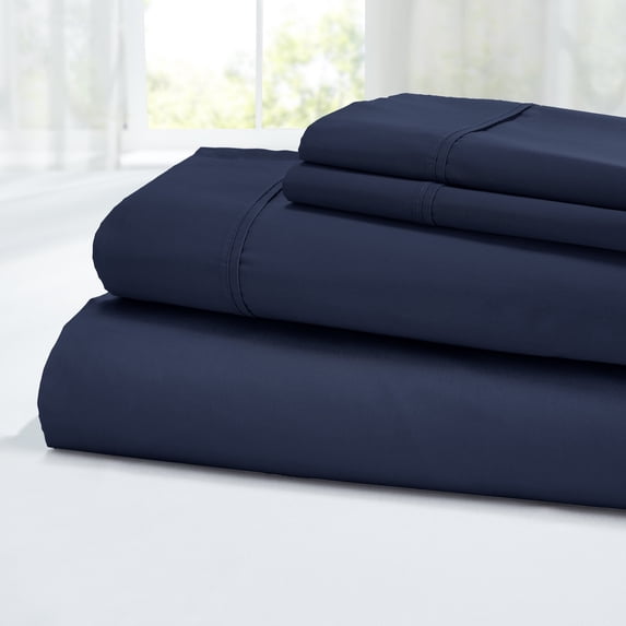 Modern Threads 3-Piece 400 Thread Count Navy Egyptian Cotton Adult Bed Sheet Set, Twin