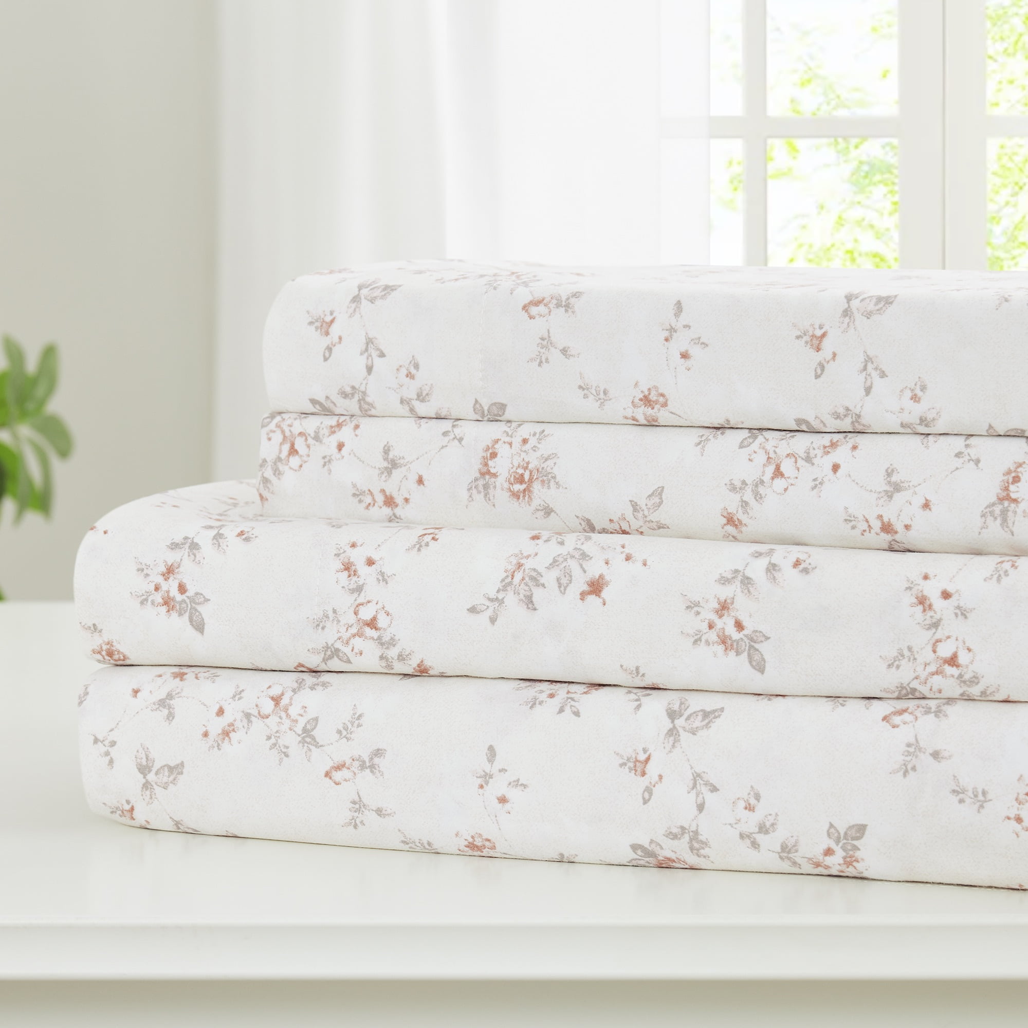 Twin Pink Floral Microfiber Deep Pocket Sheet Set