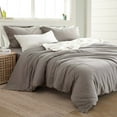thumbnail image 1 of Modern Threads 3 Piece Linen-Cotton Blend Solid Duvet Set, Gray, Queen, 1 of 3