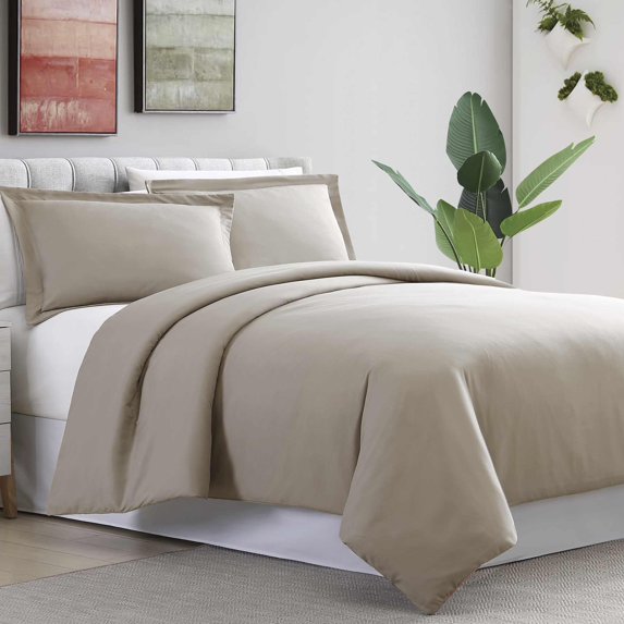 Modern Threads 3 Piece Solid Duvet Cover Set - Taupe King/Cal. King