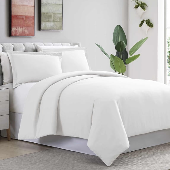 Modern Threads 3 Piece Solid Duvet Cover Set - White King/Cal. King