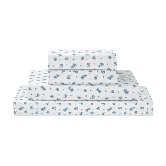 Modern Threads 3-Piece Sweet Rose Blue Printed Microfiber Adult Sheet Set, Twin