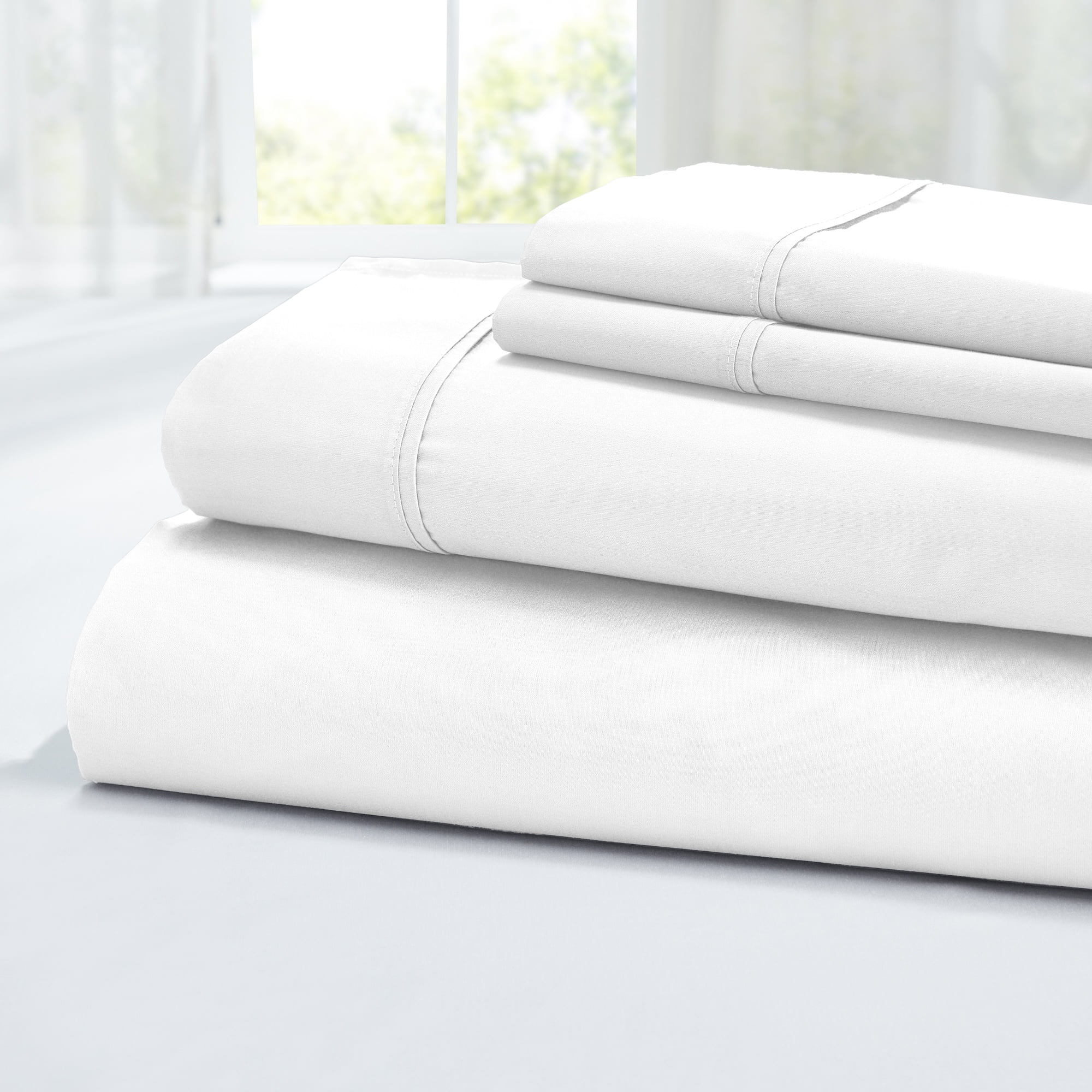 Modern Threads 4-Piece 400 Thread Count White Egyptian Cotton Adult Bed Sheet Set, California King