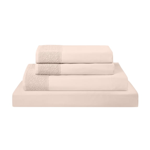 Modern Threads 4-Piece Crochet Lace Hem Blush Pink Microfiber Bed Sheet Set, California King