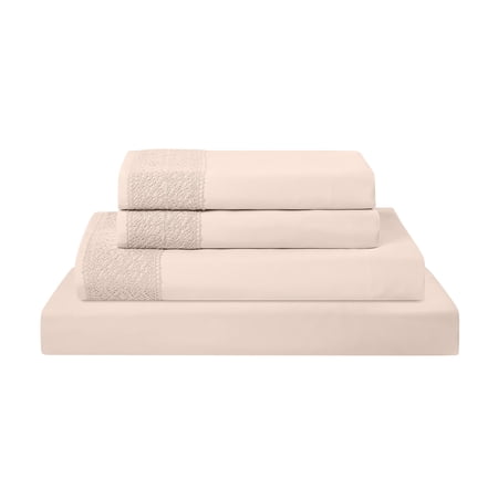 Modern Threads 4-Piece Crochet Lace Microfiber Adult Sheet Set, Blush, Full