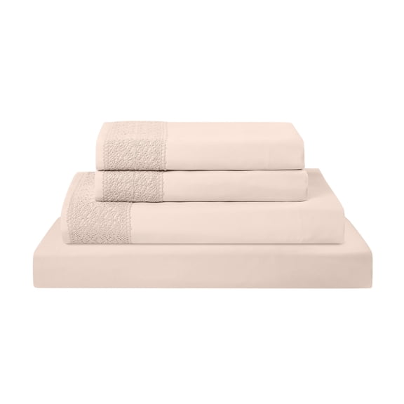 Modern Threads 4-Piece Crochet Lace Microfiber Adult Sheet Set, Blush, Full