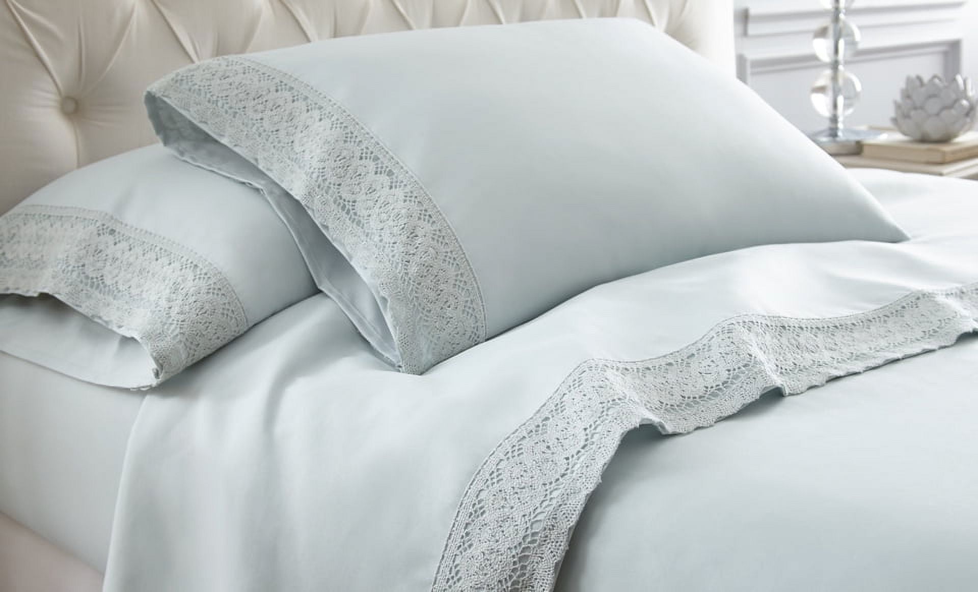 Sea Mist Full Microfiber Sheet Set with Lace Trim