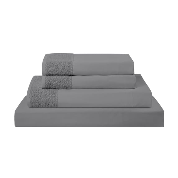 Modern Threads Crochet Lace 4-Piece 100 GSM Microfiber Crochet Hem Bed Sheet Set, California King